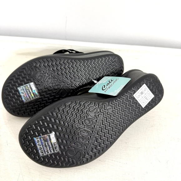 Skechers Black Rhinestone Cali Rumblers Comfort Slip On Wedge Sandals Size 7 - Picture 16 of 16